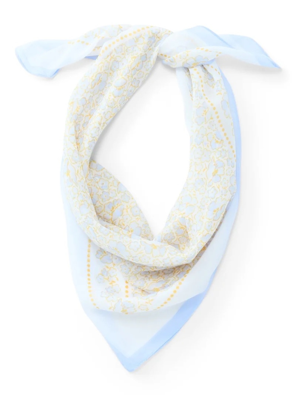 Light Blue and Gold Floral Scarf